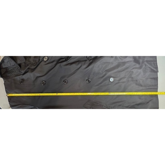 Norma Kamali Womens XL Black Double Breasted Belted Trench Coat - Picture 11 of 14